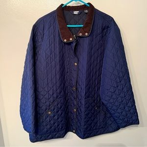 Lands End Quilted Barn Jacket Navy Plus 3X